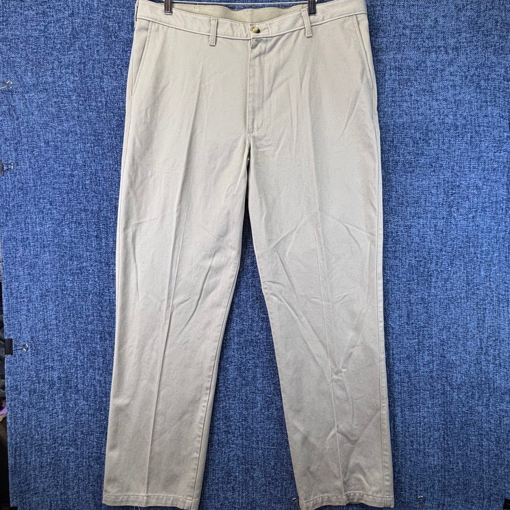 Wrangler Riata Chino Pants Mens 40x34 Khaki Cotton Relaxed Straight Leg Creased